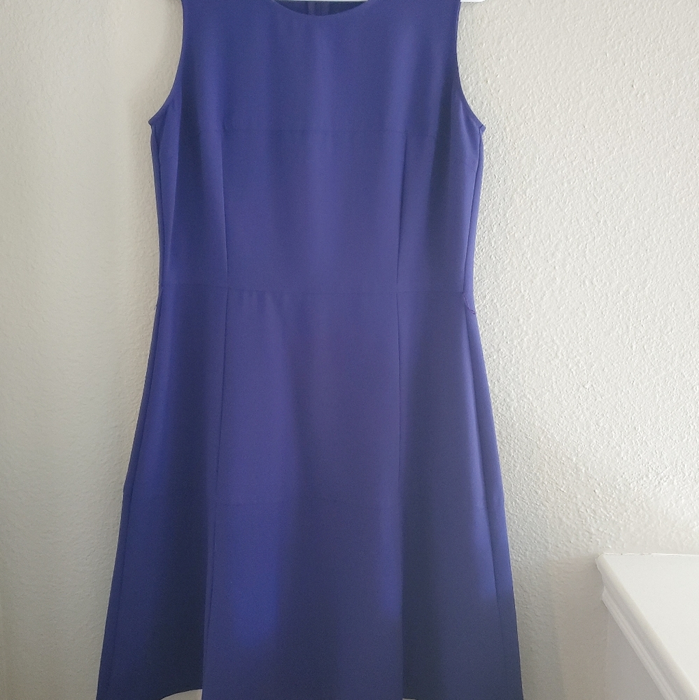 Blue purple work mid length dress